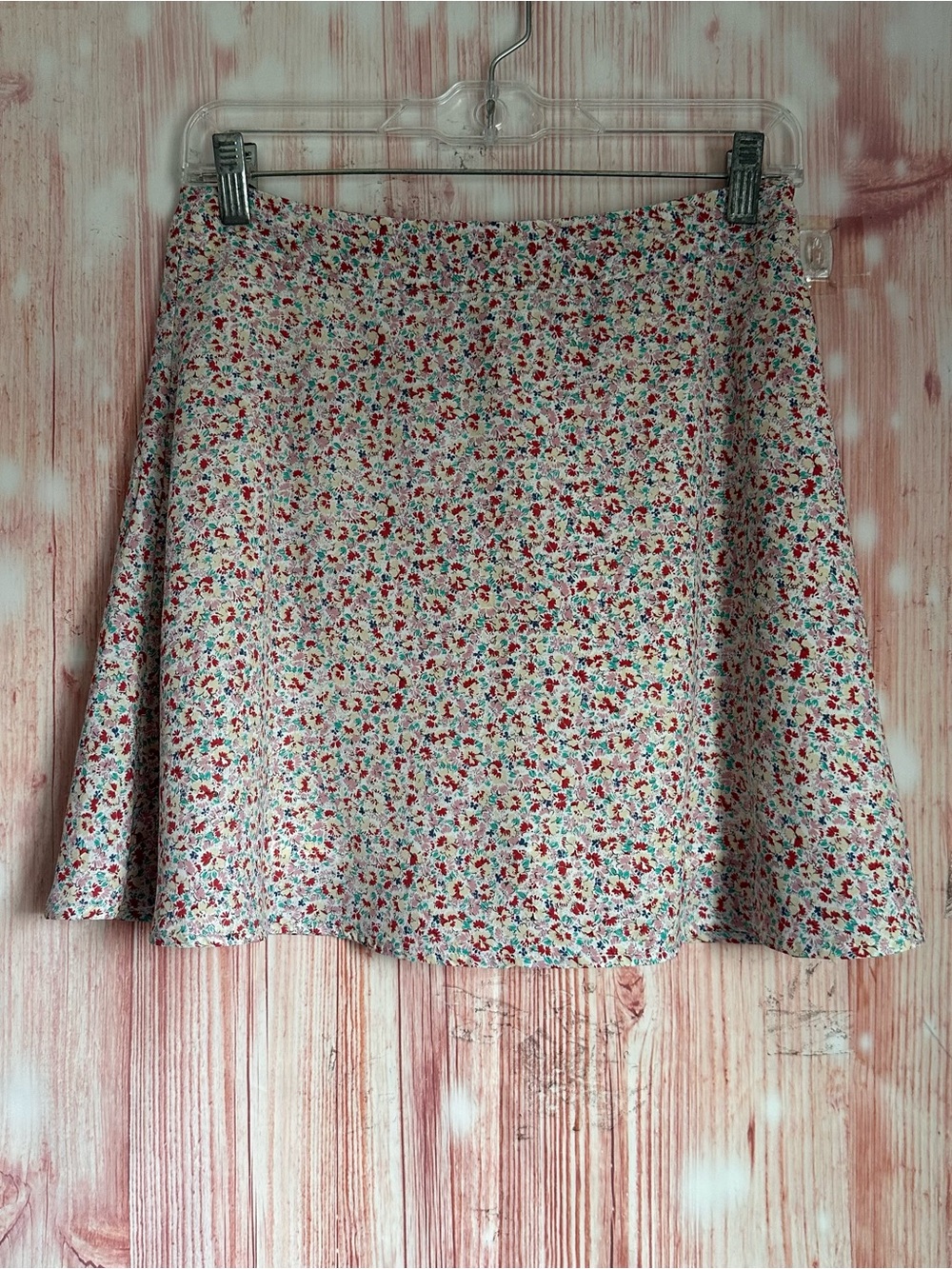 Dress Forum White Mini Length Multicolor Ditsy Floral Skort Size S